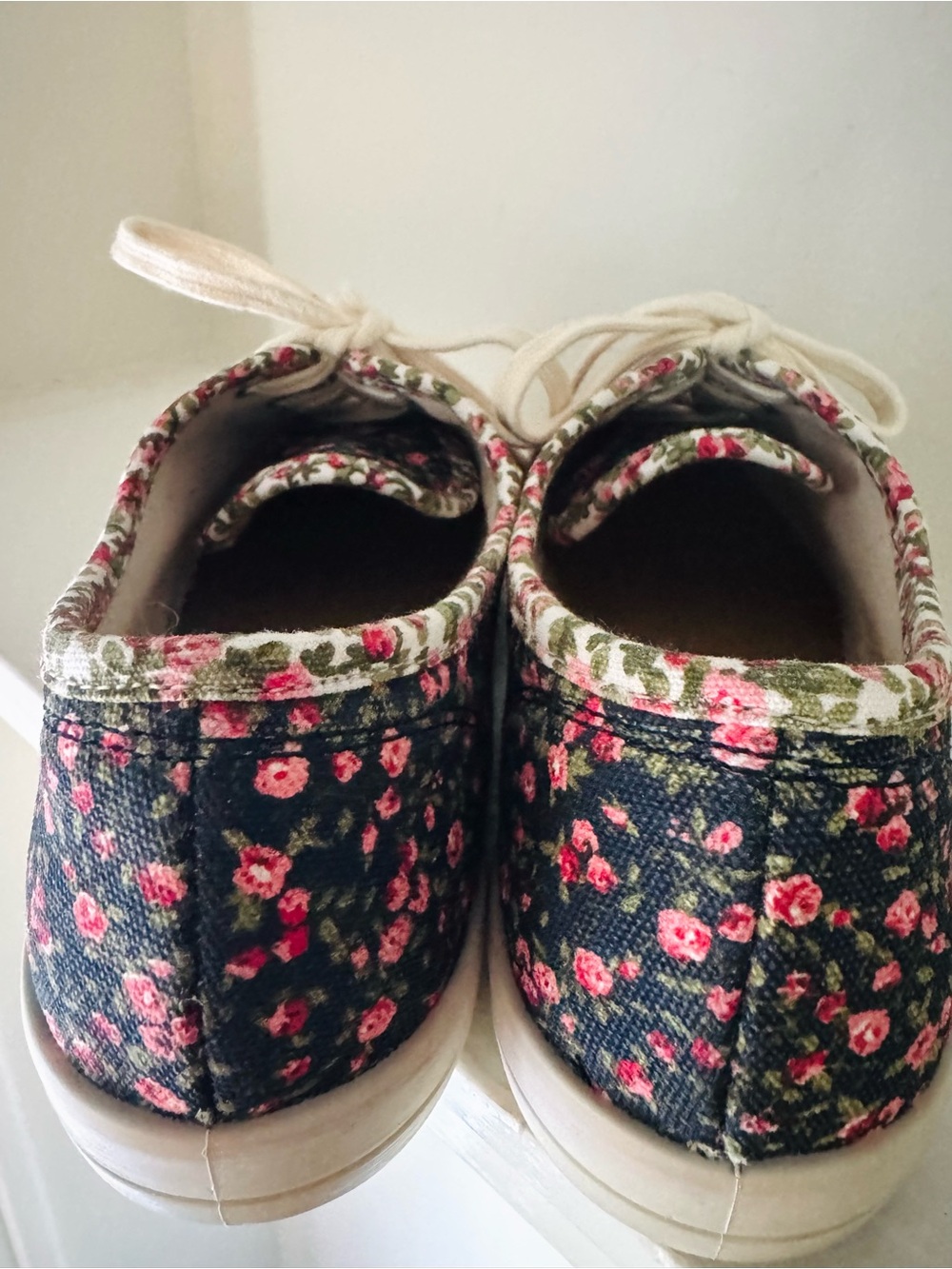 Hotter Floral Canvas Lace-Up Sneakers - Pink Rose Print - Picture 5 of 11